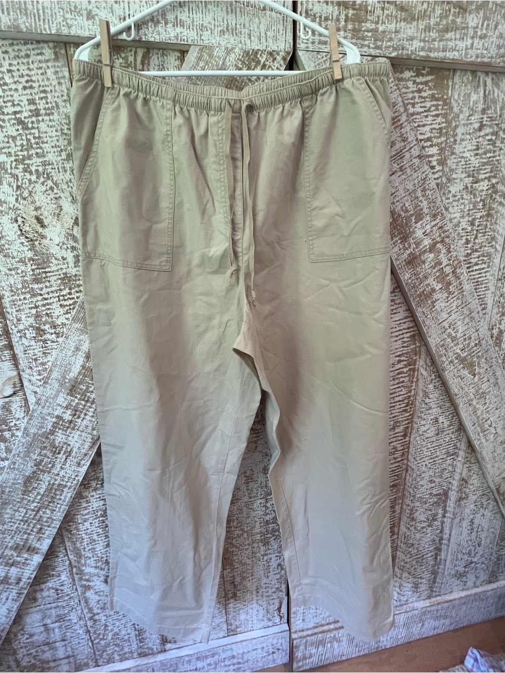 LL Bean Women’s Casual Cotton Drawstring Pants - Khaki XL